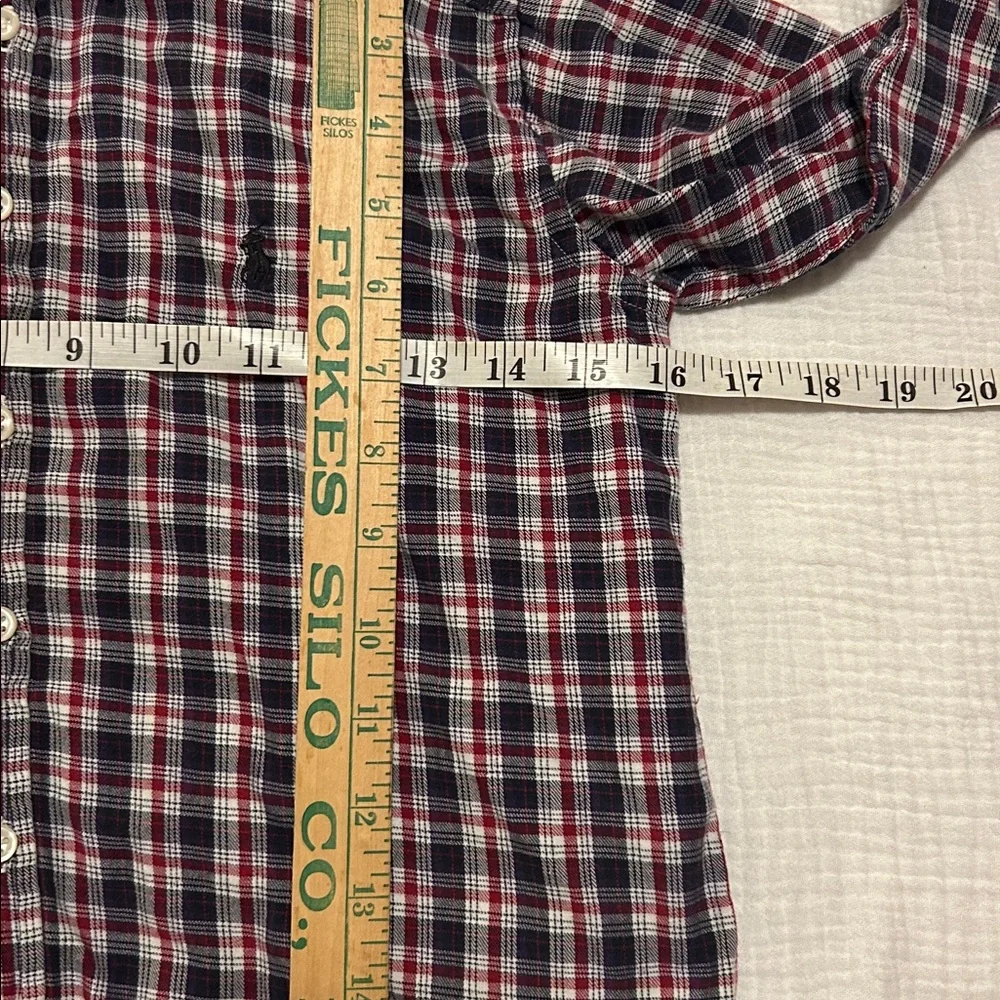 Ralph Lauren Boys Long Sleeve Button Up Shirt Red Blue White Plaid Shirt Holiday